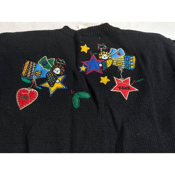 Vintage QVC Quacker Factory Womens Small Cardigan Sweater Good Wishes Angels - Picture 9 of 10